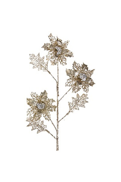 OEM Decorative Christmas Branch with Champagne Glitter Santa Claus & Silver R...