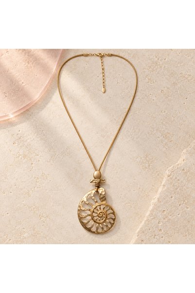 BLOOMY Nerina Spiral Shell Long Gold Necklace