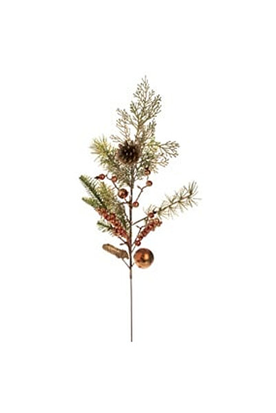 OEM Decorative Christmas Fir Branch with Red Berries, Cones, Globe 66cm
