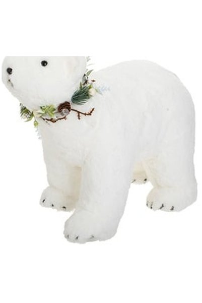 OEM Decorative Christmas Figurine Polar Bear Foam with Green Wreath 47cm