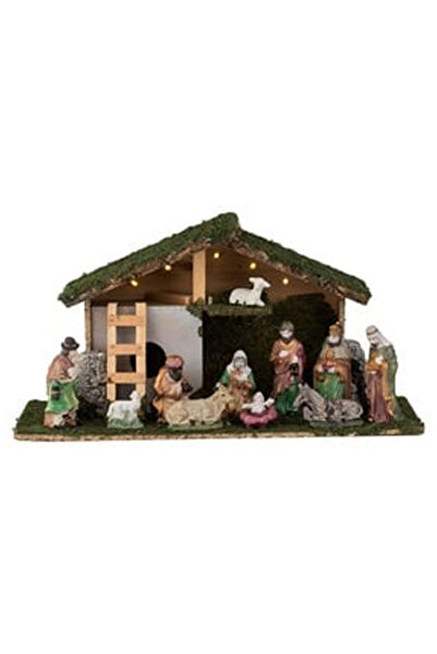 OEM Decorative Christmas Nativity Scene with 5 LED Bulbs 47x17x25cm & 11 Figu...