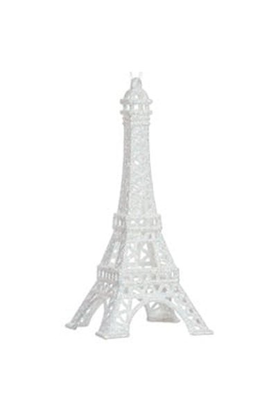 OEM Eiffel Tower Christmas Tree Ornament with Iridescent White Glitter 6.7x15cm