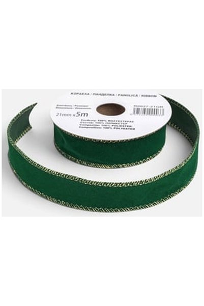 OEM Velvet Green Christmas Ribbon for Tree 5mx21mm
