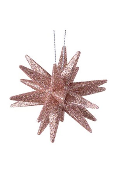 OEM Ornament Brad de Craciun Fulg 3D Roz Glitter 6cm