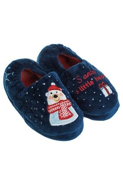 OEM Papuci de Craciun Albastri cu Model Ursulet "Santa's Little Helper"" pent...