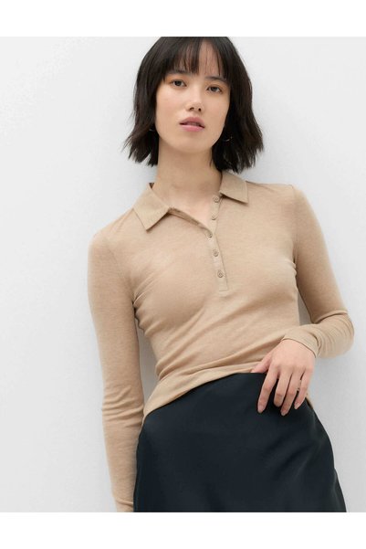 Marks & Spencer Yün Karışımlı Polo Yakalı Uzun Kollu Üst