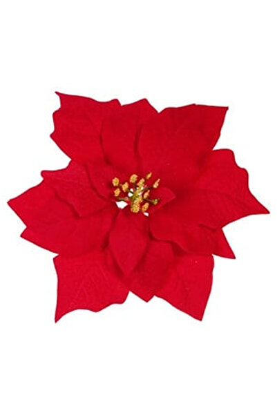 OEM Floare Decorativa de Craciun Catifelata Rosie cu Clips 23cm
