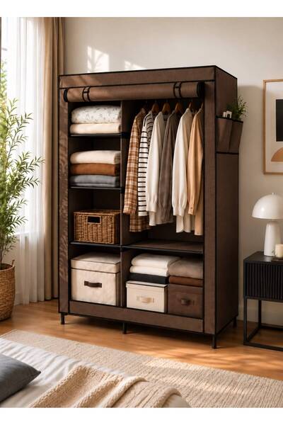 Roman Gifts Premium Fabric Wardrobe with Heavy-Duty Metal Frame