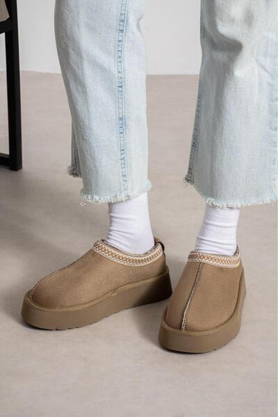 YARENAY Mira Mink Suede Fur Inside, Embroidered Thick Sole Boots