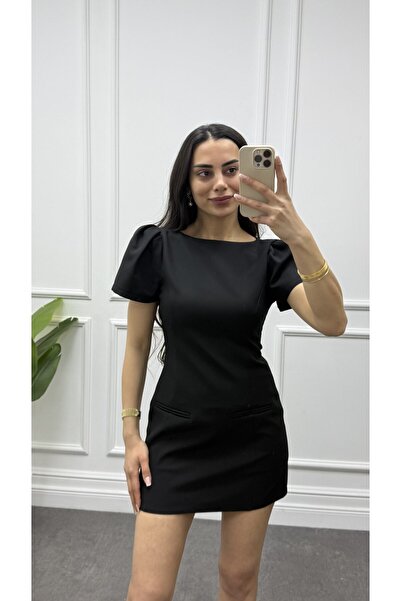 CurcunaShop فستان نسائي قصير بتفاصيل جيوب على الأكمام على شكل البطيخ