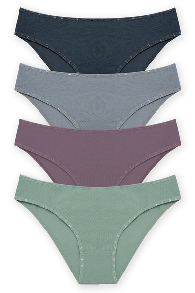 HNX Women's Daily Cotton Heart Rubber Slip Panties 4 Pack