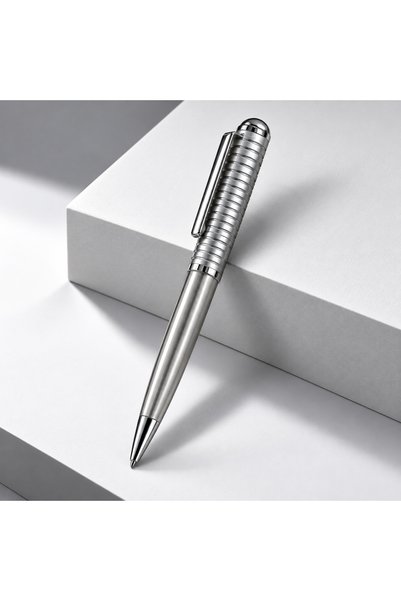 NO BRAND Luxury Metal Business Men's Pen Silver with Striped Grip and Elegant...