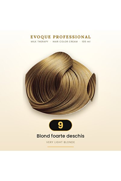 Evoque Professional Vopsea de păr permanentă Evoque Milk Therapy 9 Blond foar...