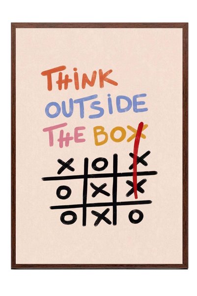 Postifull Плакат „Think Outside The Box“ – картина с кафява рамка № 160479