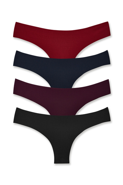 HNX Women's Interlock Laser Cut Brazilian Panties 4-Pack