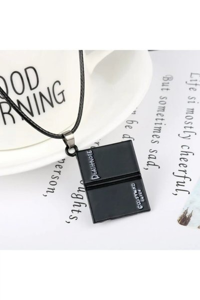 FG KONNİCHİWA Death Note Notebook Necklace Silver Color Unisex Anime