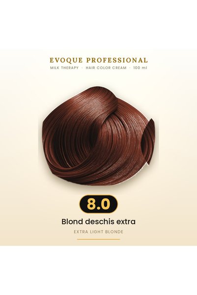 Evoque Professional Vopsea de păr permanentă Evoque Milk Therapy 8.0 Blond de...