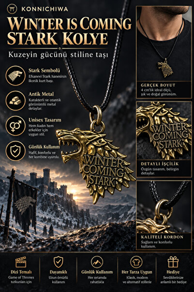 FG KONNİCHİWA Game of Thrones Stark and Baratheon Necklace Models Unisex