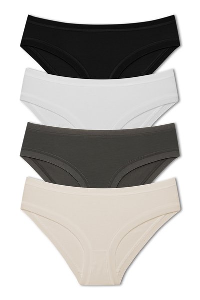 HNX Women's Cotton Slip Panties with Elastic Waist and Legs, Pack of 4