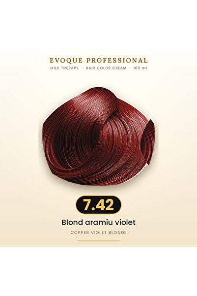 Evoque Professional Vopsea de păr permanentă Evoque Milk Therapy 7.42 Blond a...