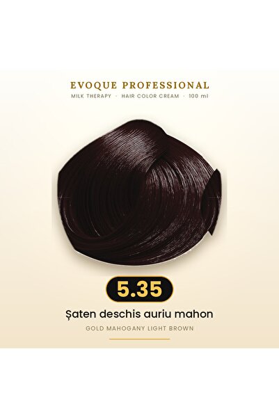Evoque Professional Vopsea de păr permanentă Evoque Milk Therapy 5.35 Șaten d...