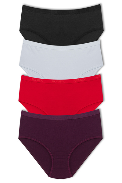 HNX Women's Cotton High Waist Plus Size Panties 4-Pack
