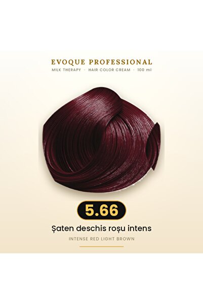 Evoque Professional Vopsea de păr permanentă Evoque Milk Therapy 5.66 Șaten d...