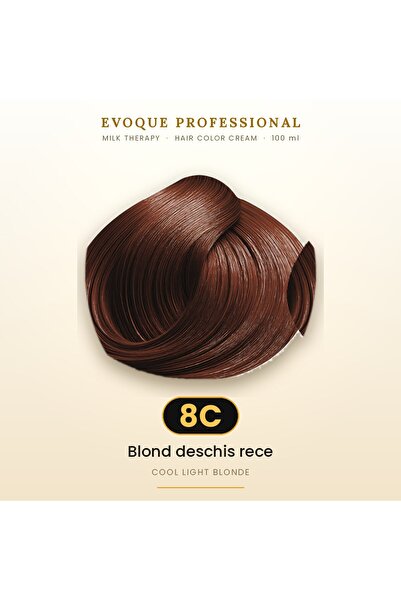 Evoque Professional Vopsea de păr permanentă Evoque Milk Therapy 8C Blond des...