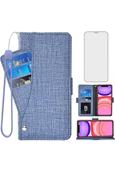 GENERAL Asuwish Compatible with iPhone 11 6.1 Wallet Case Tempered Glass Scre...