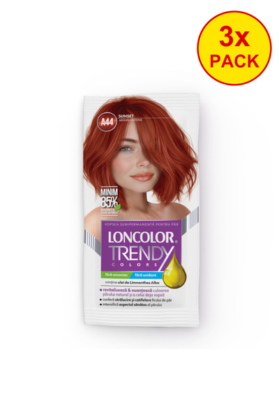 Loncolor Pachet de 3 vopsele de păr semipermanente fără amoniac A44 cupru int...
