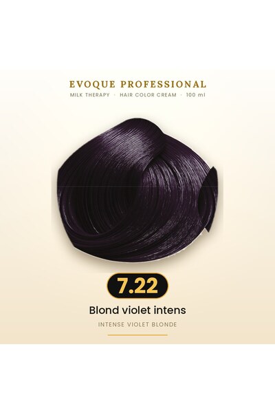 Evoque Professional Vopsea de păr permanentă Evoque Milk Therapy 7.22 Blond v...