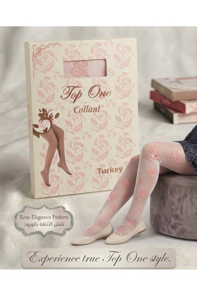 Top0ne Top One Rose Elegance Patterned Pantyhose – Made in Türkiye