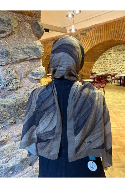 Firuze scarf Vi̇zon Lali̇va Pattern Bamboo Kraş Shawl