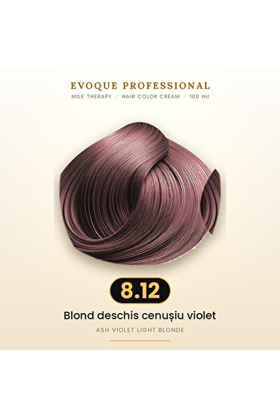 Evoque Professional Vopsea de păr permanentă Evoque Milk Therapy 8.12 Blond d...