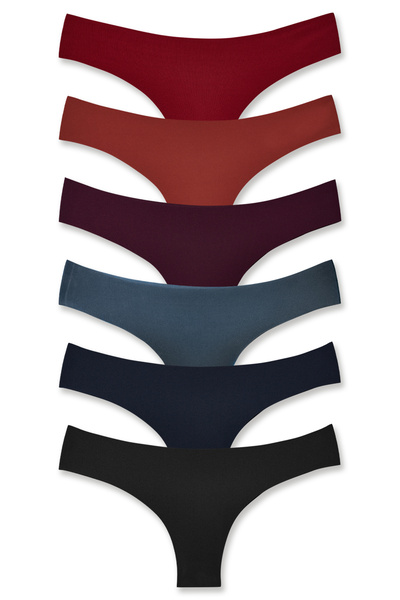 HNX Women's Interlock Laser Cut Brazilian Panties 6-Pack