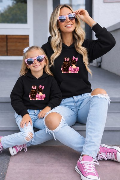 LORVEX Φούτερ με κουκούλα με στάμπα Mother-Daughter, χειμερινό φούτερ με κουκ...