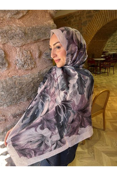 Firuze scarf Mink Pink Lavinia Pattern Bamboo Knitted Shawl