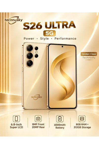Technosky هاتف S26 Ultra 5G المحمول بشاشة LCD فائقة الوضوح مقاس 6.8 بوصة