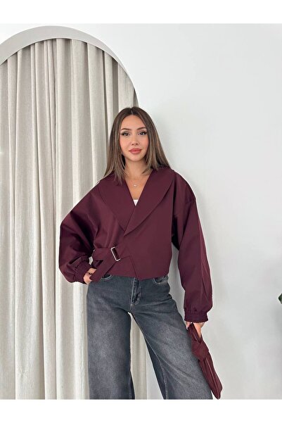 Bella Breeze Women's Shawl Collar Short Jacket with Buckle Belt