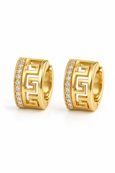 SAAF Jewelry Hera - earrings with Patterned and pebbles, gold-plated stainles...