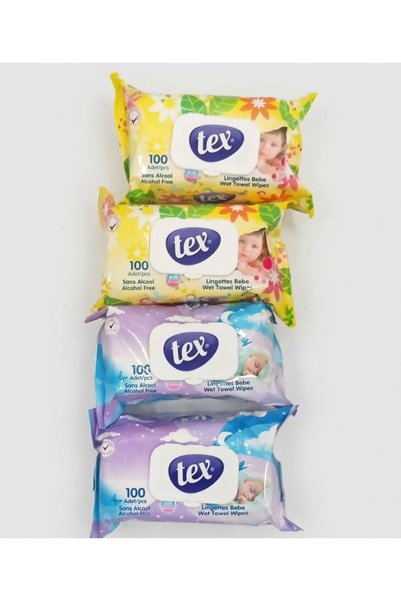 Tex Islak Havlu alkolsüz Baby 100 'lü Paket -4 adet Yerli Üretim