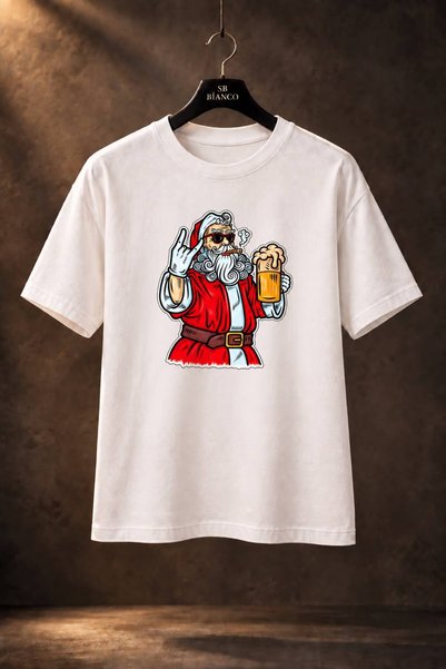 SB BİANCO Tricou Moș Crăciun, Tricou cu imprimeu Moș Crăciun, Streetwear unisex