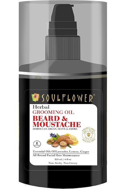 Soulflower زيت اللحية والشارب للرجال، يُنعم ويُعتني باللحية والشارب، مع زيوت ...