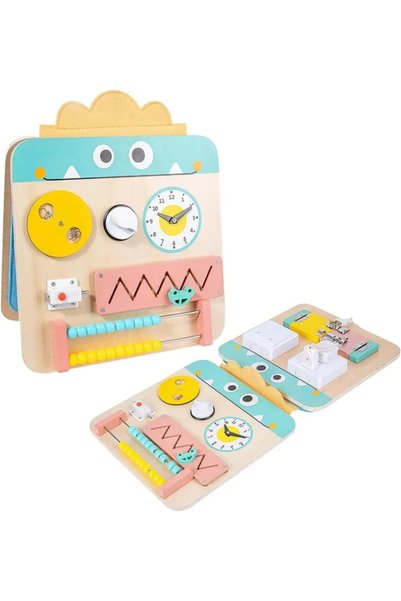 OEM Busy Board din Lemn Jucarie Educativa cu Activitati Senzoriale