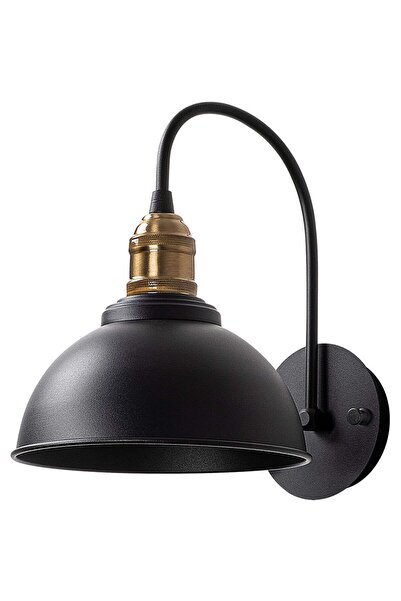 Opviq Varzan Απλίκα Τοίχου, 27 × 27 × 36 εκ., 1xE27 15W, Μαύρο και Χρυσό