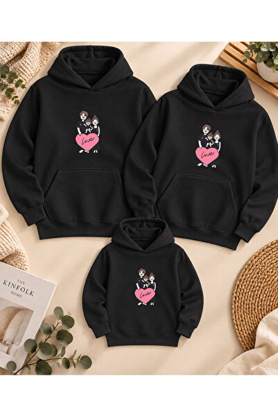 LORVEX Family Matching Printed Hooded Sweatshirt Mother Father Child 3 Thread...