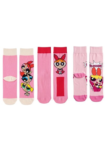 WomanAndKids Night Girls and Women's Pink Stripe Patterned Socks Set of 3 Sof...