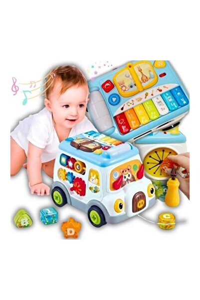 OEM Jucarie Autobuz pentru Copii cu Pian Rotite si Jocuri Interactive