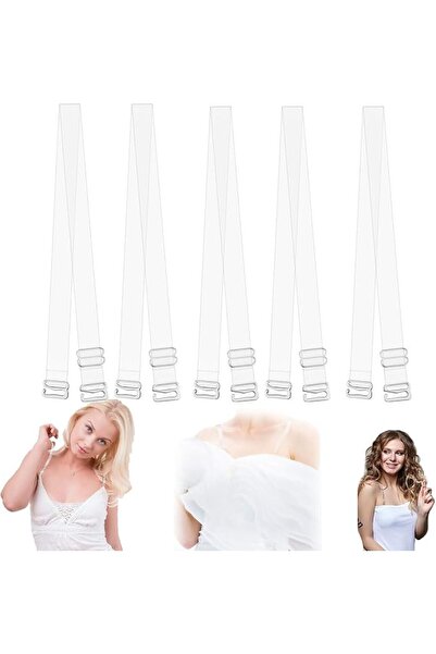 X SPRING Clear Bra Straps, 5 Pair Invisible Non-Slip Adjustable Straps for St...