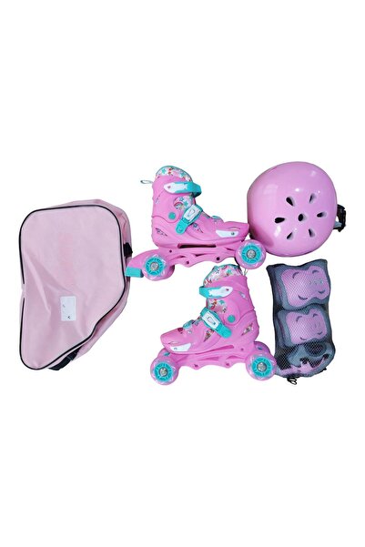 OEM Set Role Copii Reglabile 2 in 1 Roz cu Casca si Protectii 33-36